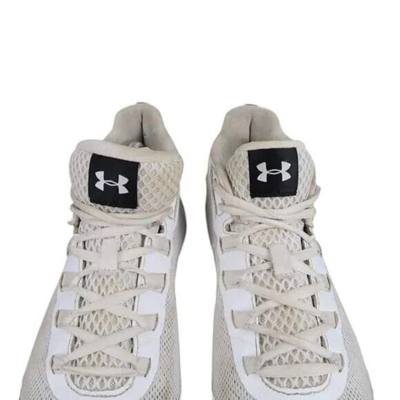 Under Armour Shoes Womens 8 Athletic Trainers Basketball Sports Active White Mid - Picture 3 of 14
